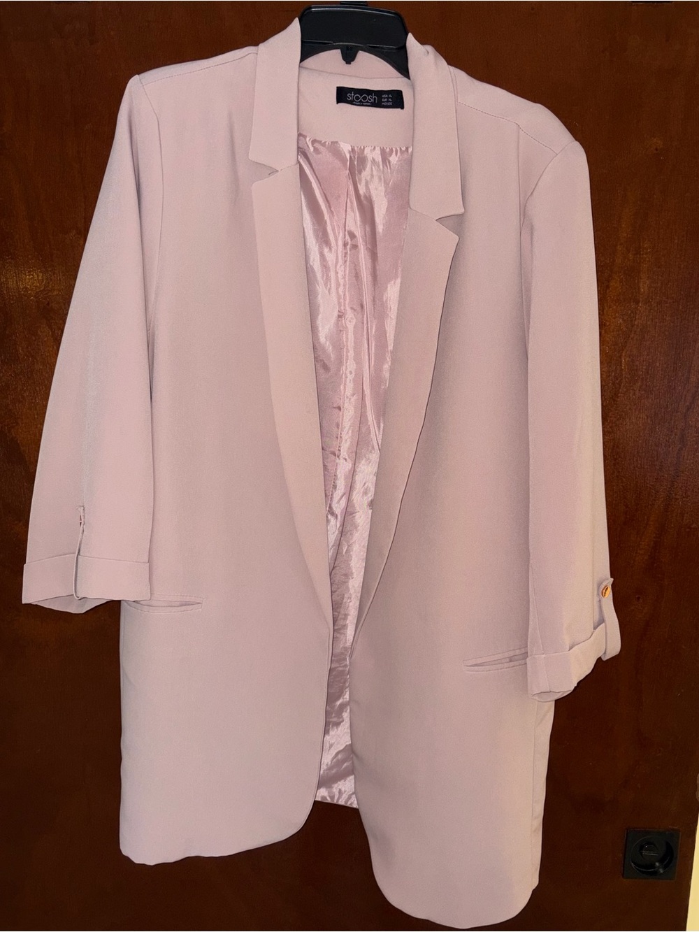 Stoosh Light Blush Pink Women's Open-Front Blazer